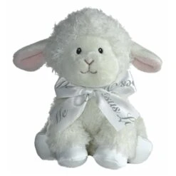 Blessing The Baby Safe Plush Lamb With Jesus Loves Me Bow By Aurora