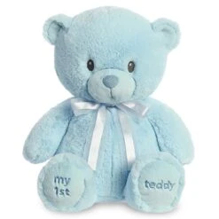 Stuffed Medium Blue My First Teddy Bear By Ebba