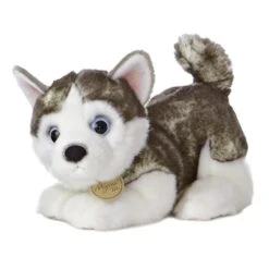 Realistic Stuffed Siberian Husky Puppy 10 Inch Plush Dog By Aurora