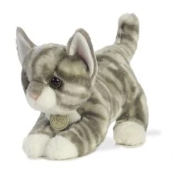 Realistic Stuffed Gray Tabby Kitten 9 Inch Plush Cat By Aurora -Plush Toy Store AR 26240 4