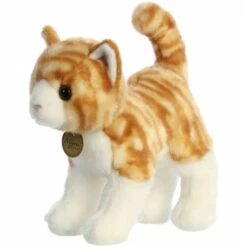 Realistic Standing Stuffed Orange Tabby Cat 10 Inch Miyoni Plush By Aurora -Plush Toy Store AR 26391 7