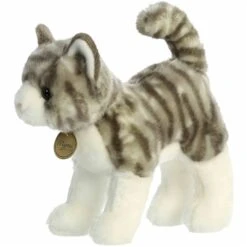 Realistic Standing Stuffed Gray Tabby Cat 10 Inch Miyoni Plush By Aurora -Plush Toy Store AR 26392 6