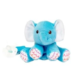 Huggy Huggables Baby Safe Floppy Plush Elephant Pacifier Holder By Fiesta