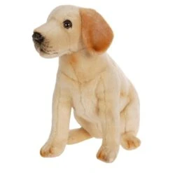 Lifelike Sitting Yellow Lab Puppy Stuffed Animal By Hansa