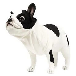 Handcrafted 10 Inch Lifelike Black & White French Bulldog Stuffed Animal By Hansa
