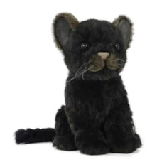 Handcrafted 6 Inch Sitting Lifelike Black Jaguar Stuffed Animal By Hansa