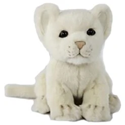 Handcrafted 6 Inch Sitting Lifelike White Lion Cub Stuffed Animal By Hansa